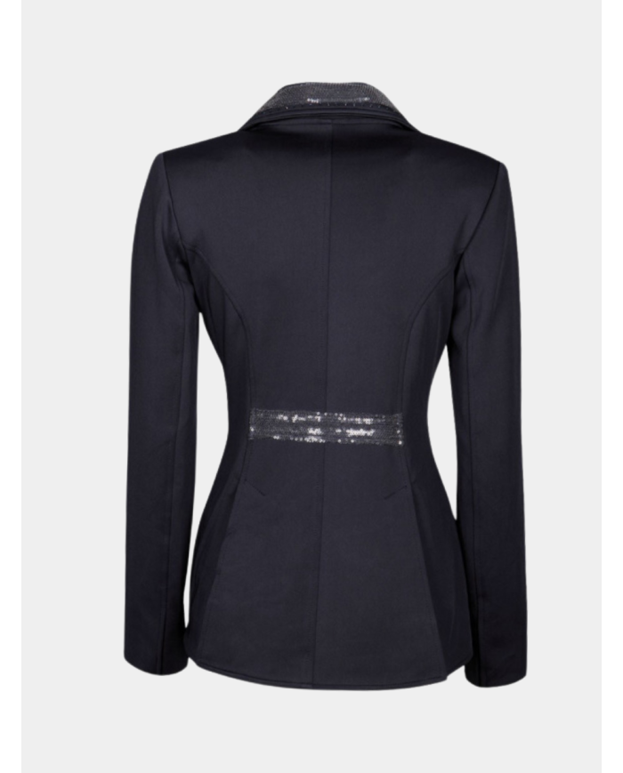 veste de concours avec sequin et fermeture éclair, noire, bleu, taupe ou vert émeraude