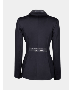 veste de concours avec sequin et fermeture éclair, noire, bleu, taupe ou vert émeraude