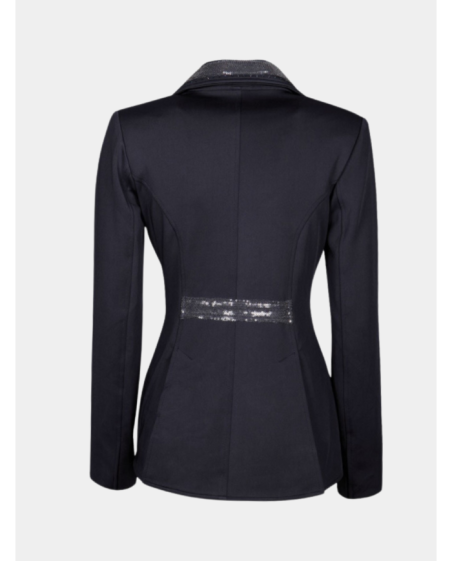 veste de concours avec sequin et fermeture éclair, noire, bleu, taupe ou vert émeraude