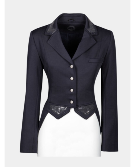 veste de concours avec sequin et fermeture éclair, noire, bleu, taupe ou vert émeraude