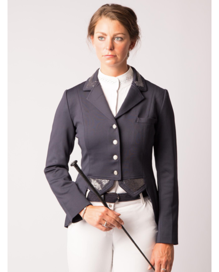 veste de concours avec sequin et fermeture éclair, noire, bleu, taupe ou vert émeraude