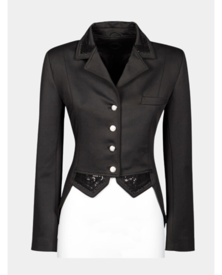veste de concours avec sequin et fermeture éclair, noire, bleu, taupe ou vert émeraude