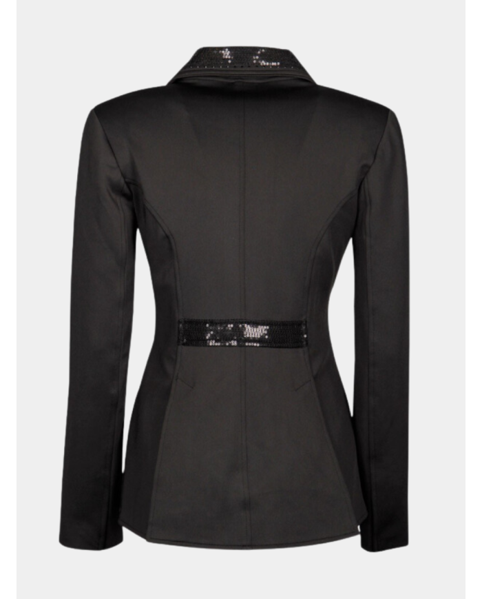 veste de concours avec sequin et fermeture éclair, noire, bleu, taupe ou vert émeraude