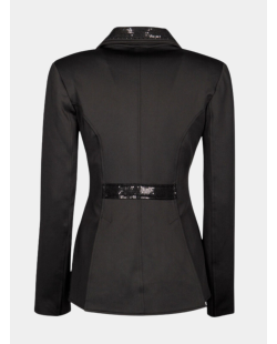 veste de concours avec sequin et fermeture éclair, noire, bleu, taupe ou vert émeraude