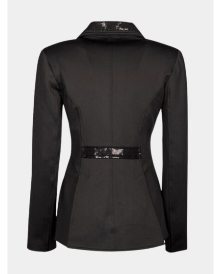 veste de concours avec sequin et fermeture éclair, noire, bleu, taupe ou vert émeraude