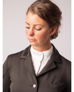 veste de concours avec sequin et fermeture éclair, noire, bleu, taupe ou vert émeraude