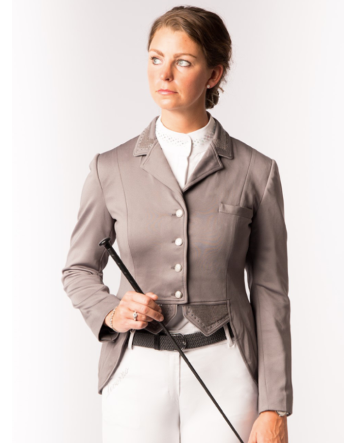 veste de concours avec sequin et fermeture éclair, noire, bleu, taupe ou vert émeraude