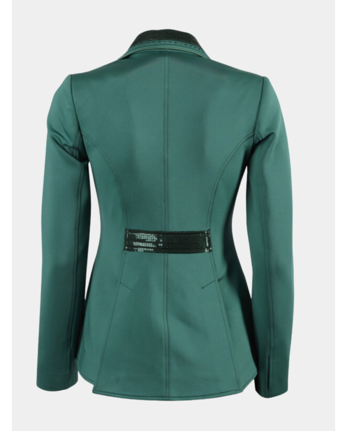 veste de concours avec sequin et fermeture éclair, noire, bleu, taupe ou vert émeraude