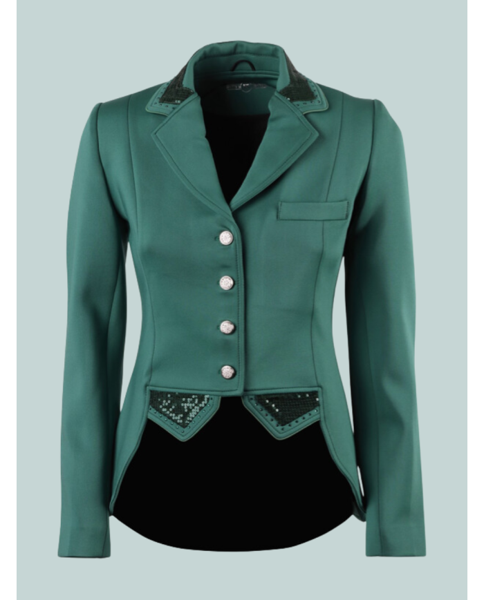 veste de concours avec sequin et fermeture éclair, noire, bleu, taupe ou vert émeraude