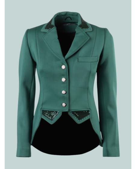 veste de concours avec sequin et fermeture éclair, noire, bleu, taupe ou vert émeraude