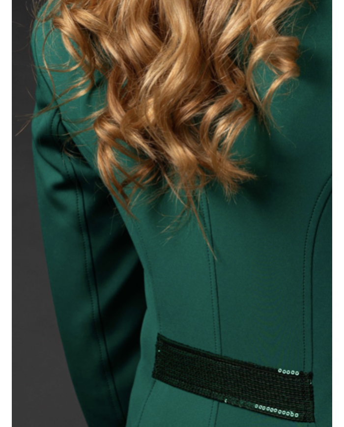 veste de concours avec sequin et fermeture éclair, noire, bleu, taupe ou vert émeraude