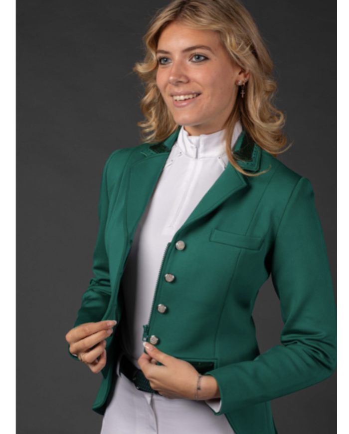 veste de concours avec sequin et fermeture éclair, noire, bleu, taupe ou vert émeraude