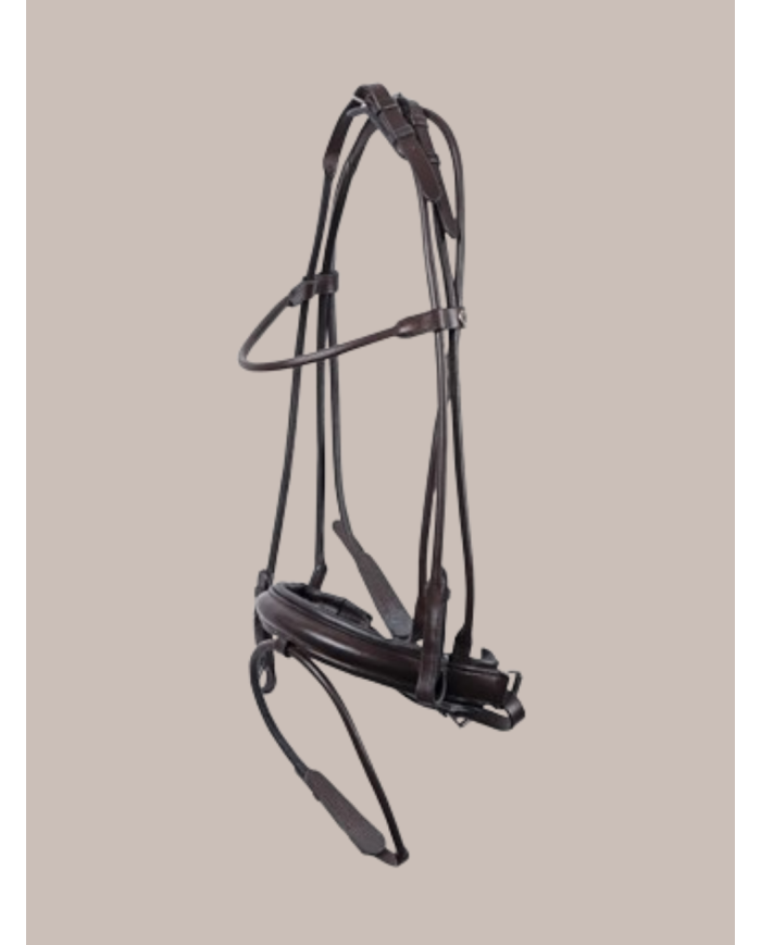 Bridon en cuir rond pas cher, marron et noir