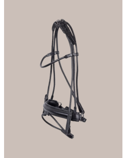 Bridon en cuir rond, marron et noir