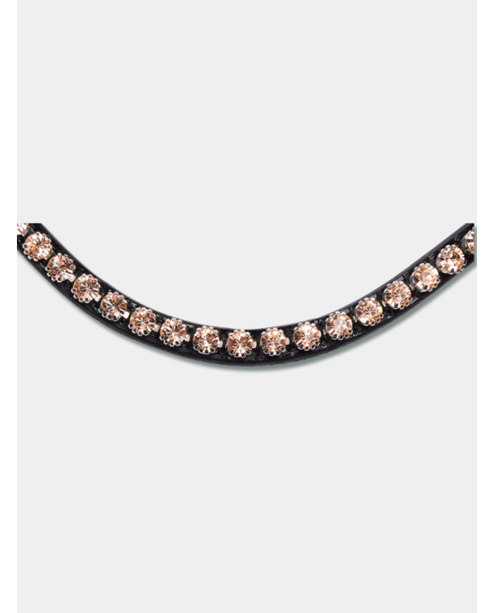 Bridon X-line rosé, strass, cuir marron, cuir noir