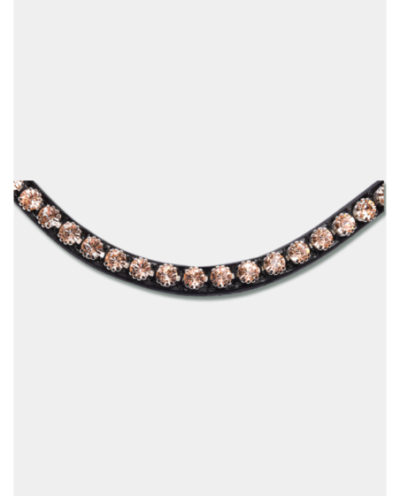 Bridon X-line rosé, strass, cuir marron, cuir noir