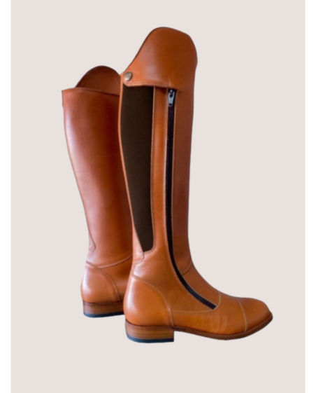 Bottes de dressage, fermeture éclair devant sur le côté, pratique à enfiler, avec élastique
