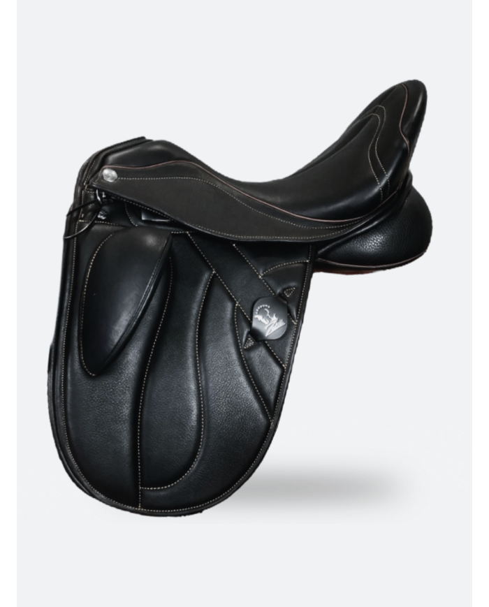 Selle De Dressage Anglaise En Cuir Noir – Fabriquée à La Main – Taille 14 à 18 Pouces