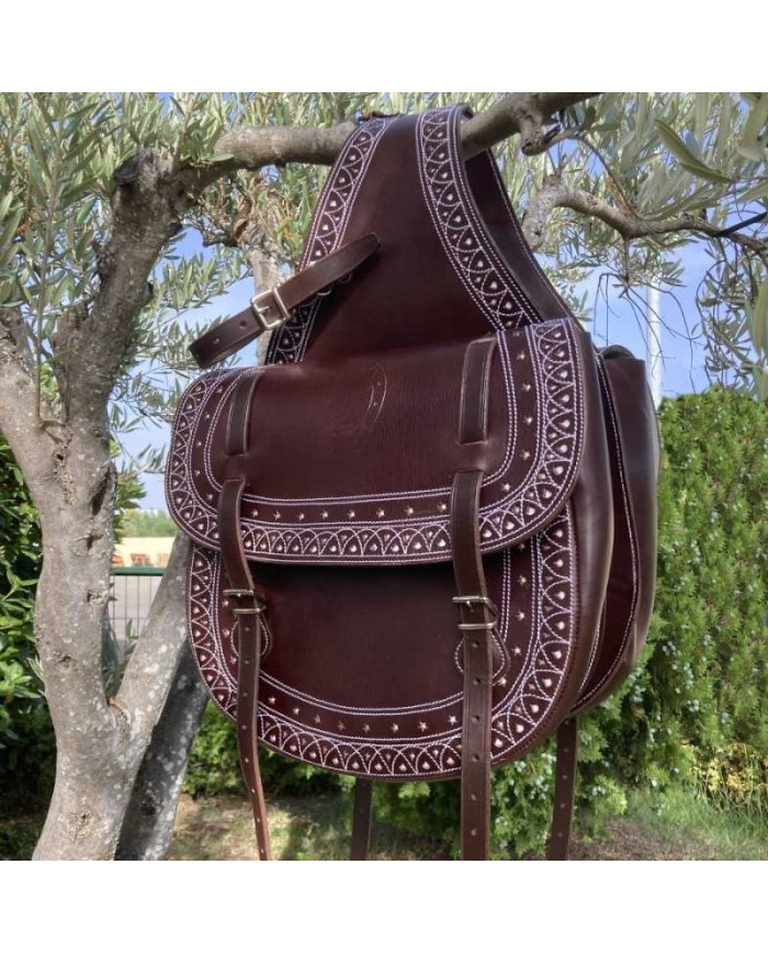 Sacoches randonnée en cuir artisanal filigrané MARJOMAN
