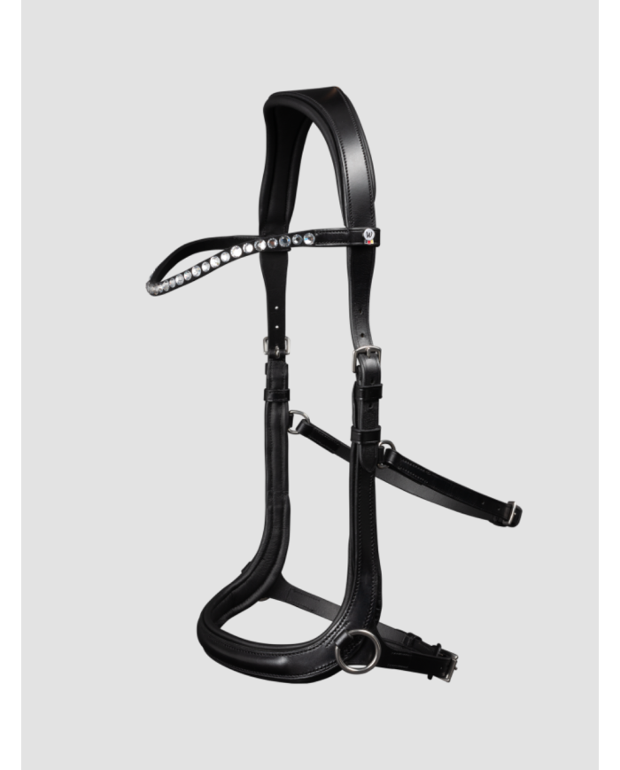 Bridon sans mors avec frontal en cristaux.