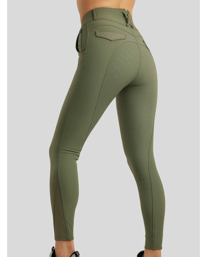 MONTAR - Briella pantalon taille haute avec cristaux Rosegold fullgrip