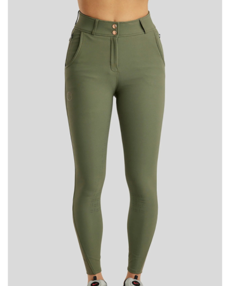 MONTAR - Briella pantalon taille haute avec cristaux Rosegold fullgrip