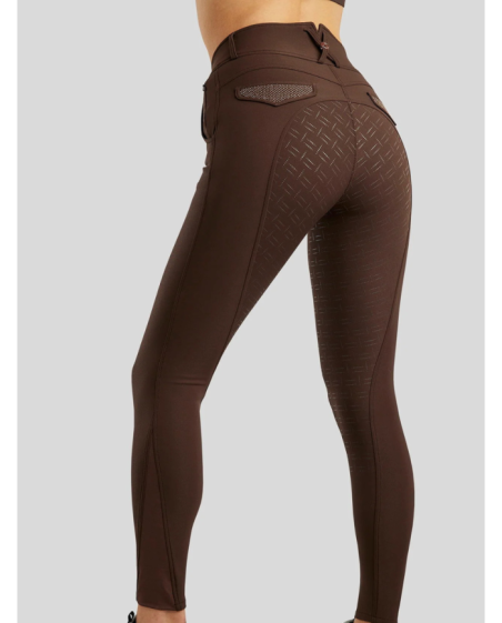 MONTAR - Briella pantalon taille haute avec cristaux Rosegold fullgrip