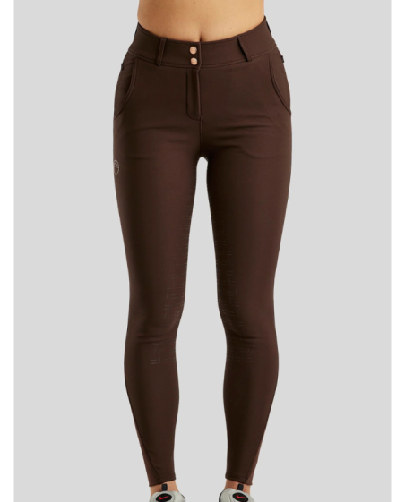 MONTAR - Briella pantalon taille haute avec cristaux Rosegold fullgrip