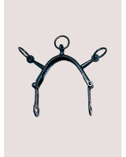 Media cane en acier trois anneaux