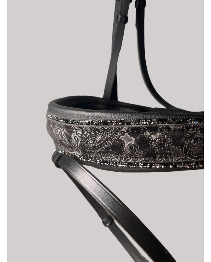 OTTO SCHUMACHER - Bridon Tokyo noir motif fleuri et cristaux en stock