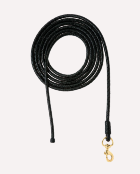 Longe de présentation tressée cuir rond 4m noir