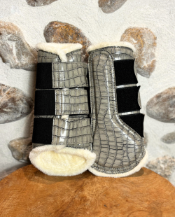 HB - Guêtres glossy croco gris déstockage