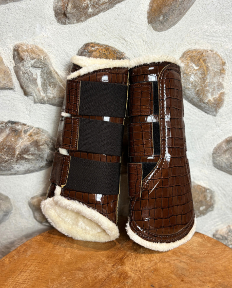 HB - Guêtres glossy croco marron déstockage