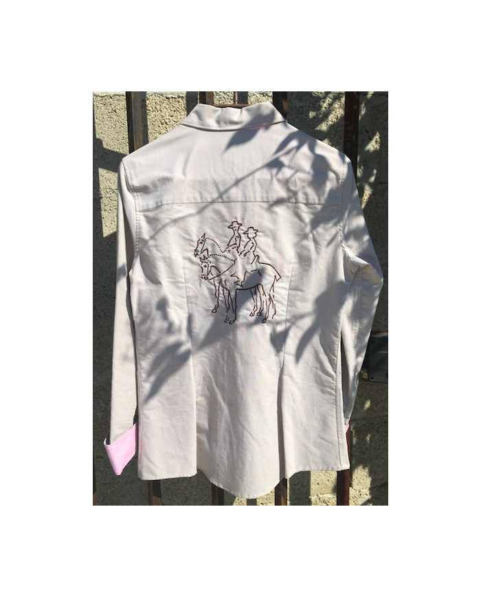 Chemise vaquera femme brodée beige