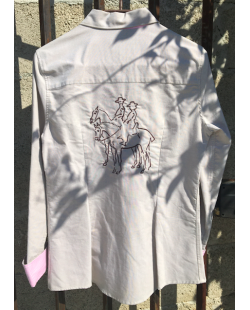 Chemise vaquera femme brodée beige