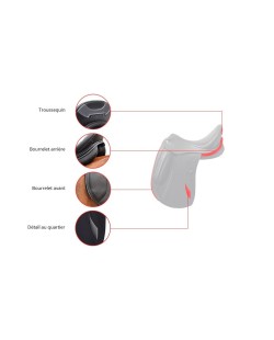 Selle Erreplus D-Classique, matelassure fitable et ajustable au dos du cheval. selle en cuir de taureau. Double quartiers