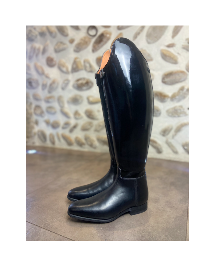 Bottes dressage cuir noir vernis Céleris coquées