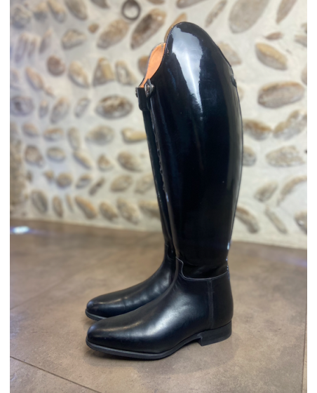 Bottes dressage cuir noir vernis Céleris coquées